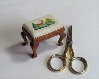 Dollhouse miniature Victorian footstool petit point kit 1/12th scale