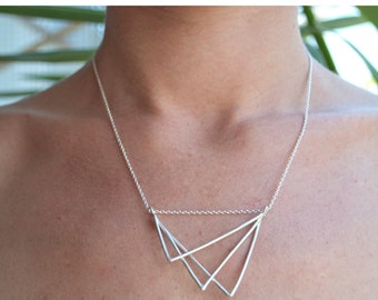 Geometric Minimalist Necklace | Geometric Triangle Necklace | Silver Minimalist Necklace | Sterling Silver Necklace