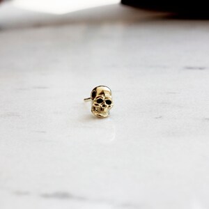 Gold Skull Stud Skull Earrings Handmade stud earrings Gold Stud Earrings Delicate Earrings 18ct Skull Earrings image 2