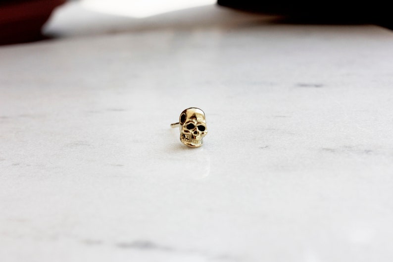 Gold Skull Stud Skull Earrings Handmade stud earrings Gold Stud Earrings Delicate Earrings 18ct Skull Earrings image 2