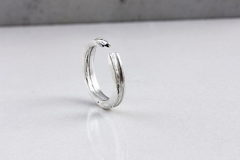 Silver Ring Eco silver ring Sculptural ring Stacking Ring Textured Ring Open Ring Band Ring image 1