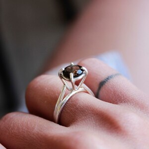 Engagement ring | Eco silver ring | Smoky Quartz Ring | Alternative solitaire ring | Wedding ring | Gift for Wife | Gift for Her | Handmade