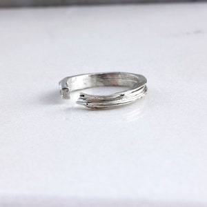 Silver Ring Eco silver ring Sculptural ring Stacking Ring Textured Ring Open Ring Band Ring image 3