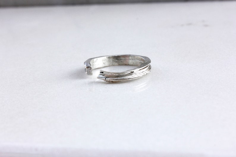 Silver Ring Eco silver ring Sculptural ring Stacking Ring Textured Ring Open Ring Band Ring image 3