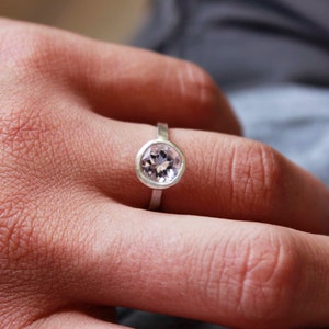 Minimal Engagement Ring | Amethyst Ring | Alternative Engagement Ring | Silver Ring | Handmade Ring | Bridal Ring | Wedding Ring
