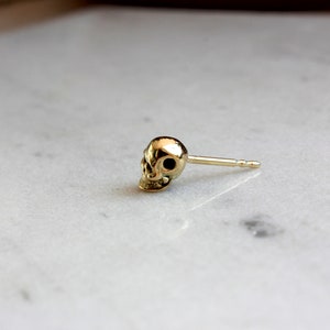 Gold Skull Stud Skull Earrings Handmade stud earrings Gold Stud Earrings Delicate Earrings 18ct Skull Earrings image 5