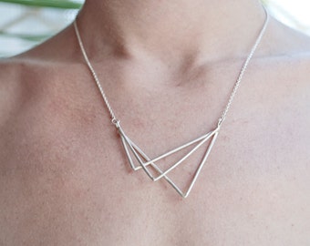 Geometric Minimalist Necklace | Triangle Necklace | Minimalist Necklace | Sterling Silver Necklace