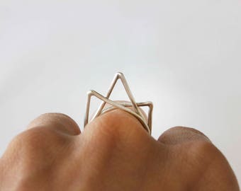 Geometric Ring | Drops Ring | Triangle Ring | Sterling Silver Ring | Gift for her