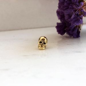 Gold Skull Stud Skull Earrings Handmade stud earrings Gold Stud Earrings Delicate Earrings 18ct Skull Earrings image 1