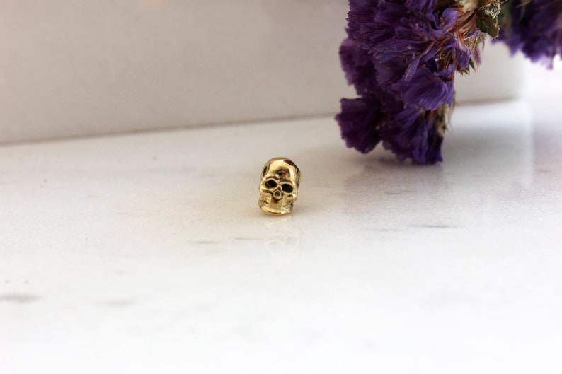 Gold Skull Stud Skull Earrings Handmade stud earrings Gold Stud Earrings Delicate Earrings 18ct Skull Earrings image 1
