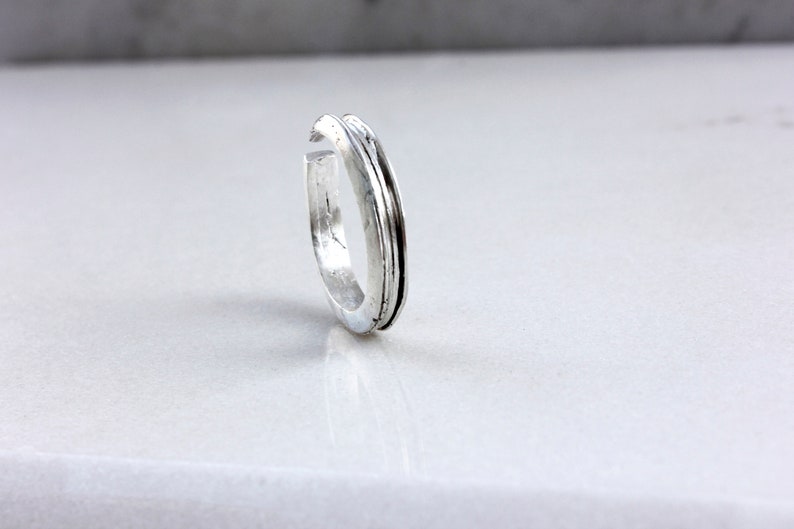 Silver Ring Eco silver ring Sculptural ring Stacking Ring Textured Ring Open Ring Band Ring image 4