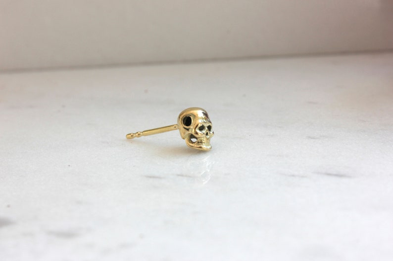 Gold Skull Stud Skull Earrings Handmade stud earrings Gold Stud Earrings Delicate Earrings 18ct Skull Earrings image 6