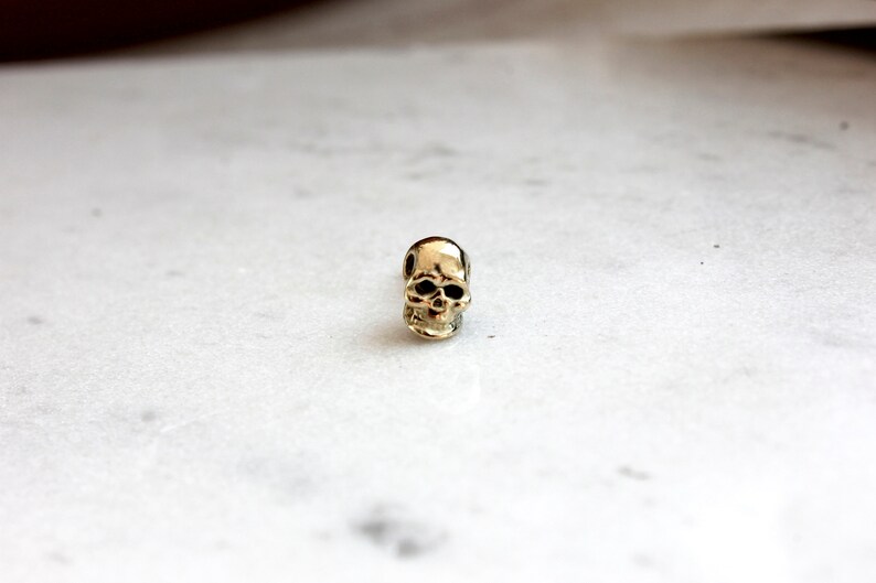 Gold Skull Stud Skull Earrings Handmade stud earrings Gold Stud Earrings Delicate Earrings 18ct Skull Earrings image 4