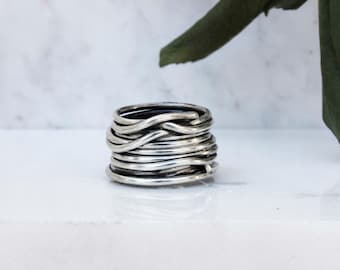 Wired Silver Ring | Chunky Silver Ring | Sterling Silver Ring | Ring in Earthy Style | Silver Ring Band