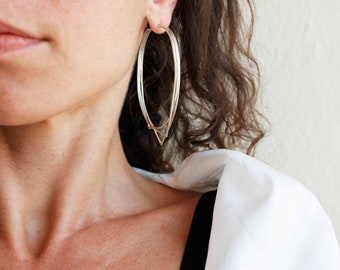 Big hoops | Big Geometric Earrings | Silver Hoops | Silver Earrings | Statement Earrings | Gift for her | Eco Silver