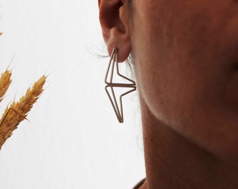 Statement Triangle Earrings | Gold Earrings | Geometric Earrings | Sterling Silver Platted Gold