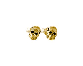 Skull Studs | Gold Skull Earrings | Handmade skull earrings | Small Stud Earrings | Delicate Earrings | 925 Sterling Silver Skull Earrings