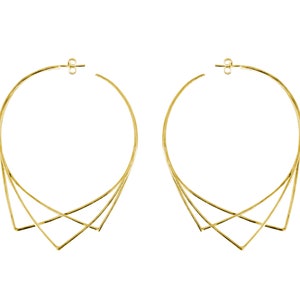 Big hoops | Big Geometric Earrings | Gold Hoops | Gold Earrings | Statement Earrings | Gift for her | Gold Plated Eco Silver