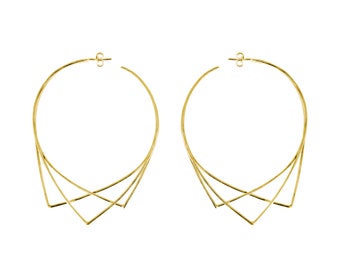 Big hoops | Big Geometric Earrings | Gold Hoops | Gold Earrings | Statement Earrings | Gift for her | Gold Plated Eco Silver