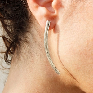 Long bar boucles d’oreilles | Boucles d’oreilles en argent sterling | Boucles d’oreilles texturées | Boucles d’oreilles argent minimal | Boucles d’oreilles élégantes