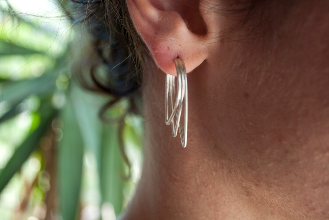 Geometric Earrings Sterling Silver Earrings Minimal Etsy UK