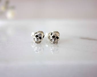 Skull Studs | Silver Skull Earrings | Handmade skull earrings | Small Stud Earrings | Delicate Earrings | 925 Sterling Silver Skull Earrings