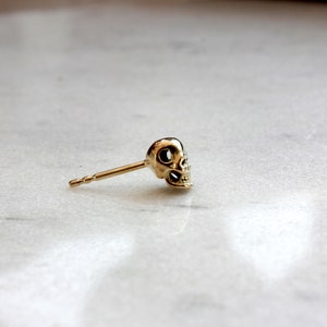 Gold Skull Stud Skull Earrings Handmade stud earrings Gold Stud Earrings Delicate Earrings 18ct Skull Earrings image 3