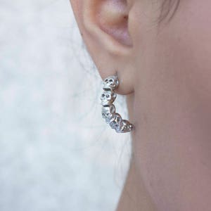 Sterling Silver Skull Hoop Earrings | Avant Garde Punk Jewelry