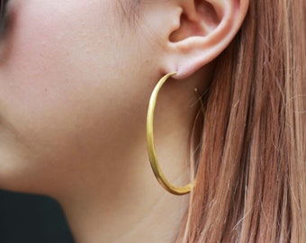 Large Silver Hoop Earrings | Classic Gold Earrings | Gift for her | Simple Hoop Earrings |  Lightweight Earrings