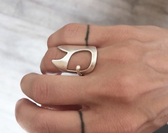 Silver Minimal Ring | Adjustable Ring | Simple Geometric Ring | Sterling Silver Ring | Gift for her | Safety Pin Ring