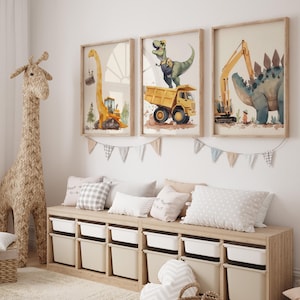 Set 3 Posters Dinosaurs | Custom Nursary Wall Art | Home Decor Kids