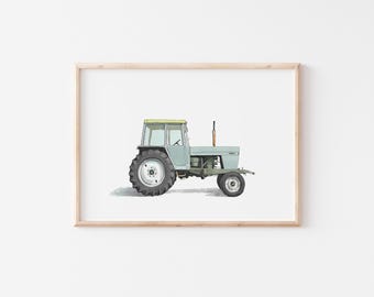 Tractor Poster, Watercolor Farm Vehicle Art, Printable Nursery Wall Decor, Digital Download, Kids Room Decoration, Instant Download, Gift