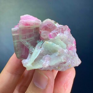 Natural Jamey quality Bi colour pink tourmaline specmien combine Microlite and Albite, From Afghanistan ,weight 64.50 grams