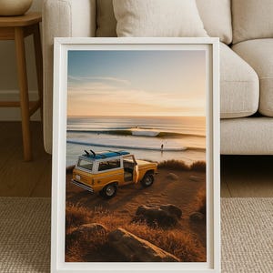 Yellow Ford Bronco Poster - Bronco Wall Art - Vintage Surf Wall Art - Vintage Surf Print