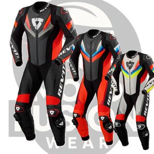 Red & Black Leather Motorcycle Racing Suit: REV&#39;IT MotoGP Style