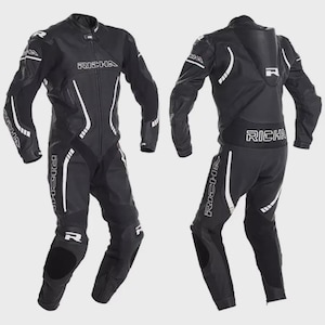 Combinaison moto en cuir Richa une pièce - Noir CE Armored Race Biker Gear
