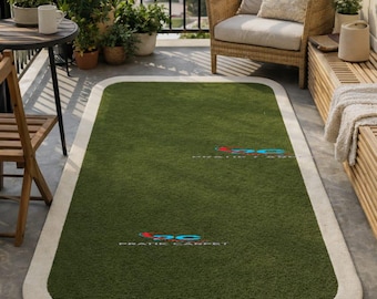 Tapete oval verde para área externa, tapete moderno e minimalista para jardim, tapete antiderrapante para uso interno e externo, tapete para varanda e terraço.