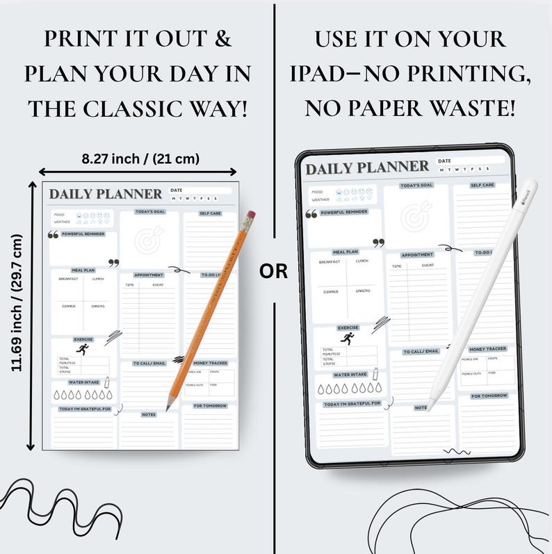 Minimalist Daily Planner: Printable Productivity & Mindfulness (PDF