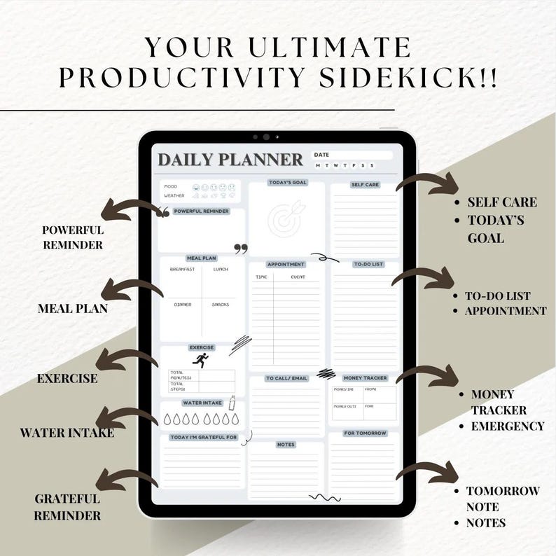 Minimalist Daily Planner: Printable Productivity & Mindfulness (PDF