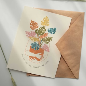 Carte IMPRIMABLE pour la fête des mères Merci de m'avoir aidé à grandir