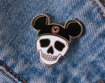 Skull Mouseketeer Mouse Ears Hard Enamel Pin