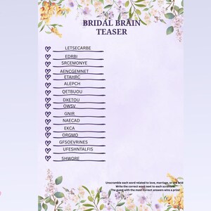 Bachelorette Party Game Bridal Shower Bridal Shower Activity Printable Bridal Shower Game gift Bridal Shower Guest Activity