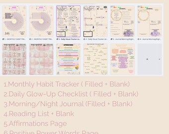 Reinvention Glow-Up Kit* Circle Habit Tracker *Daily Planner *Journal *Affirmations *Book List PDF