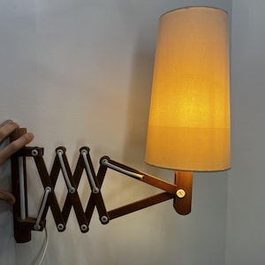 Vintage Scandinavian Wooden Scissors Wall Lamp, IKEA 80's Klint Style