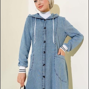 oversized denim hoodie dress Plus Size LEVI`S Hooded Sweatshirt Dress 5XL Loose Denim Hoodie Dress   MARTINELI2