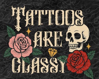 Vintage Skull Rose Tattoo Art SVG : design chic pour les amateurs de tatouage (téléchargement numérique)