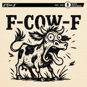 Funny Screaming Cow SVG, Farm Animal, Sarcastic Bull (Digital Download)