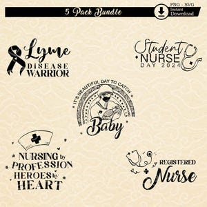 Krankenschwester SVG Bundle: Helden Zitate, T-Shirt Designs (PNG, SVG Digital Download