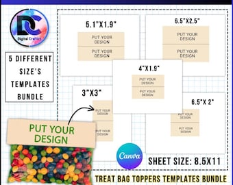 Adornos editables para bolsas de regalo: Paquete de plantillas de Canva (SVG, PDF, PNG)