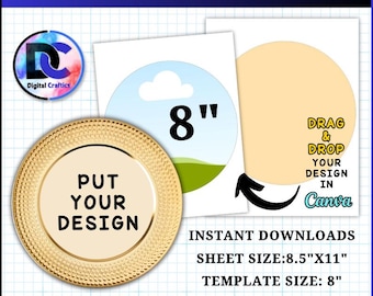 8 Inch Plate Charger Template: Customizable Canva SVG (Digital Download)